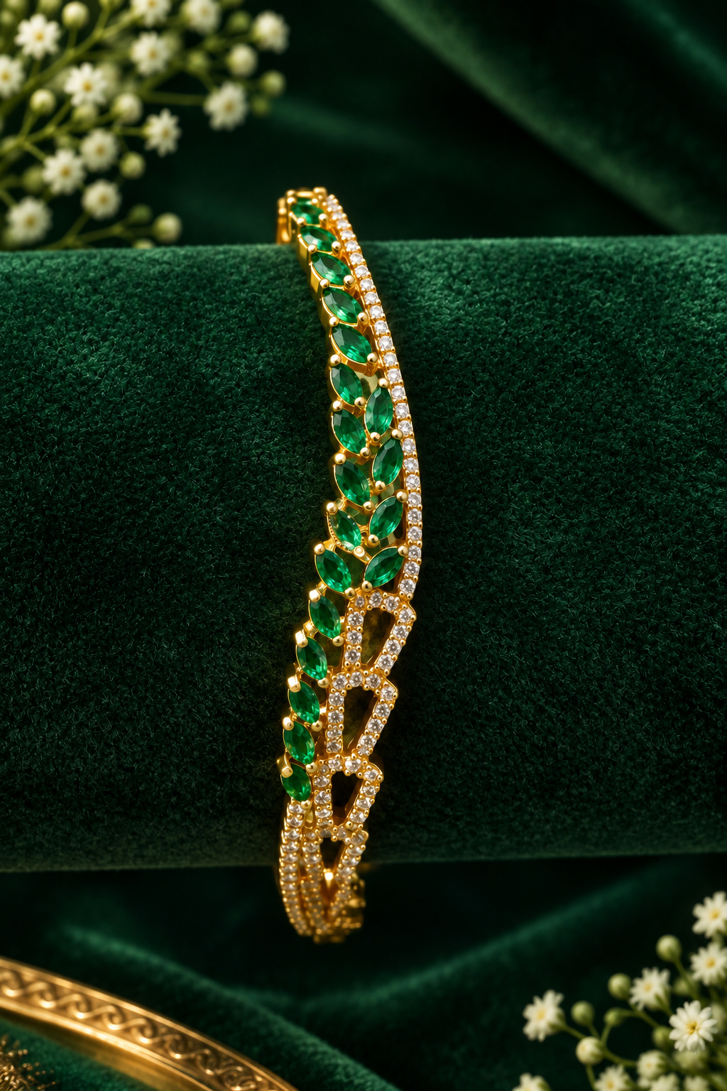 Kundan Emerald Filigree Bangle Pair