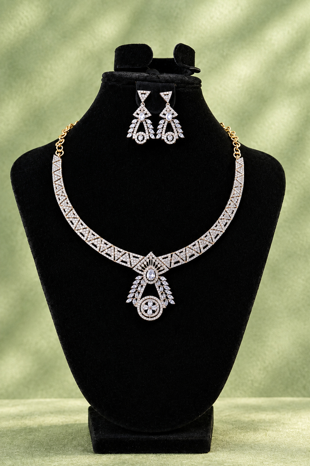 Modernist Emerald Solitaire Floating Necklace