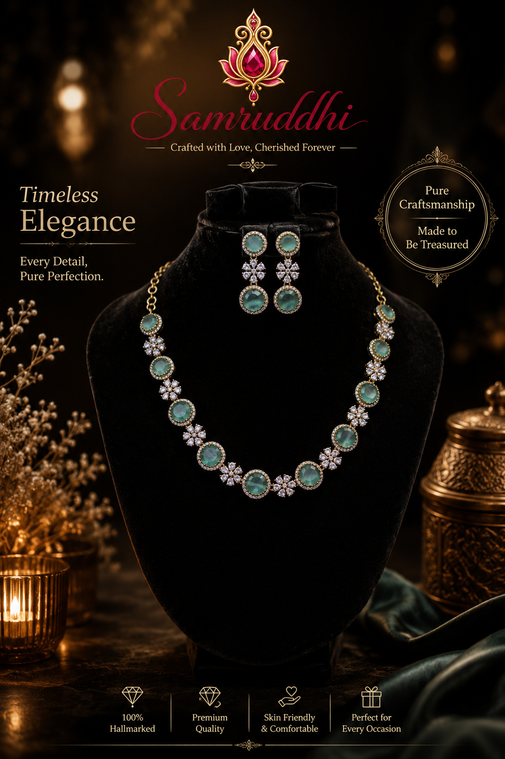Royal Mint Green & Diamond Choker Set