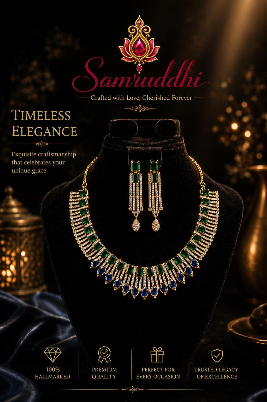Emerald & Ruby Floral Layered Necklace