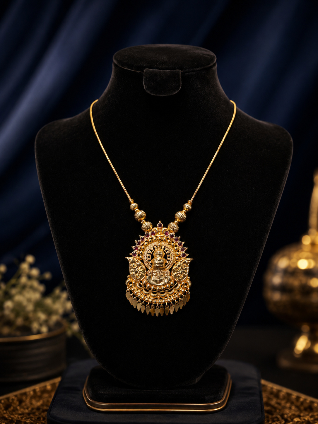 Navratna Inspired Festive Gold Necklace