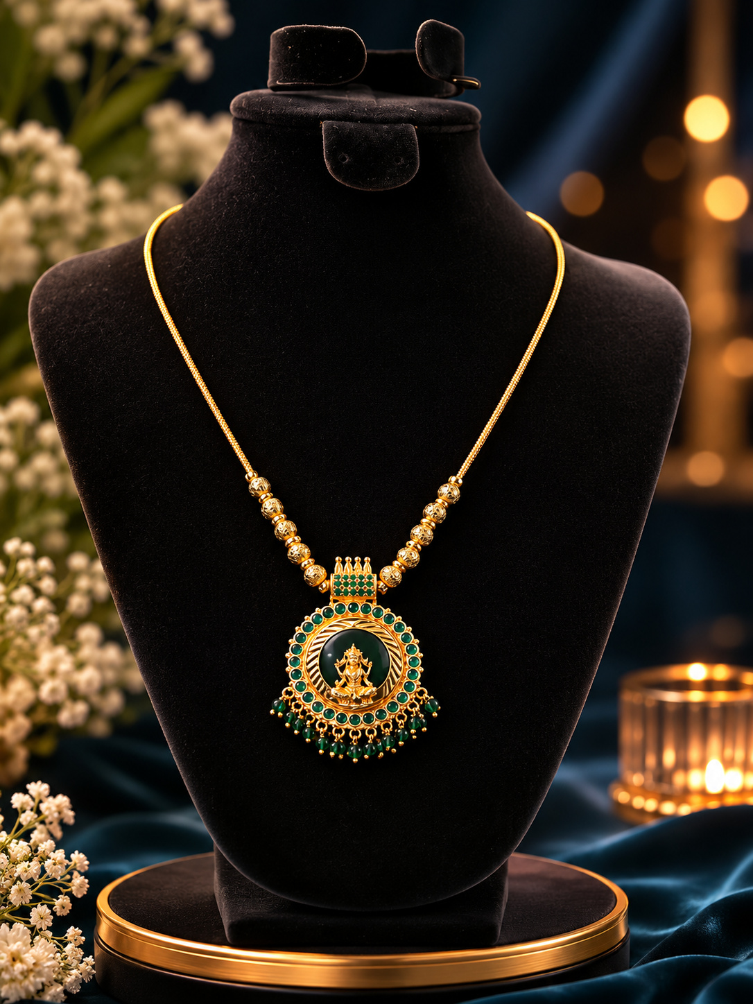 Vintage Filigree Emerald Station Chain