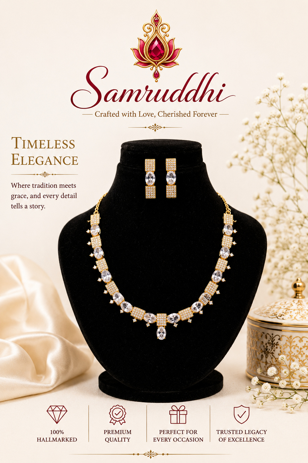 Devi Motif Temple Choker with Pearls