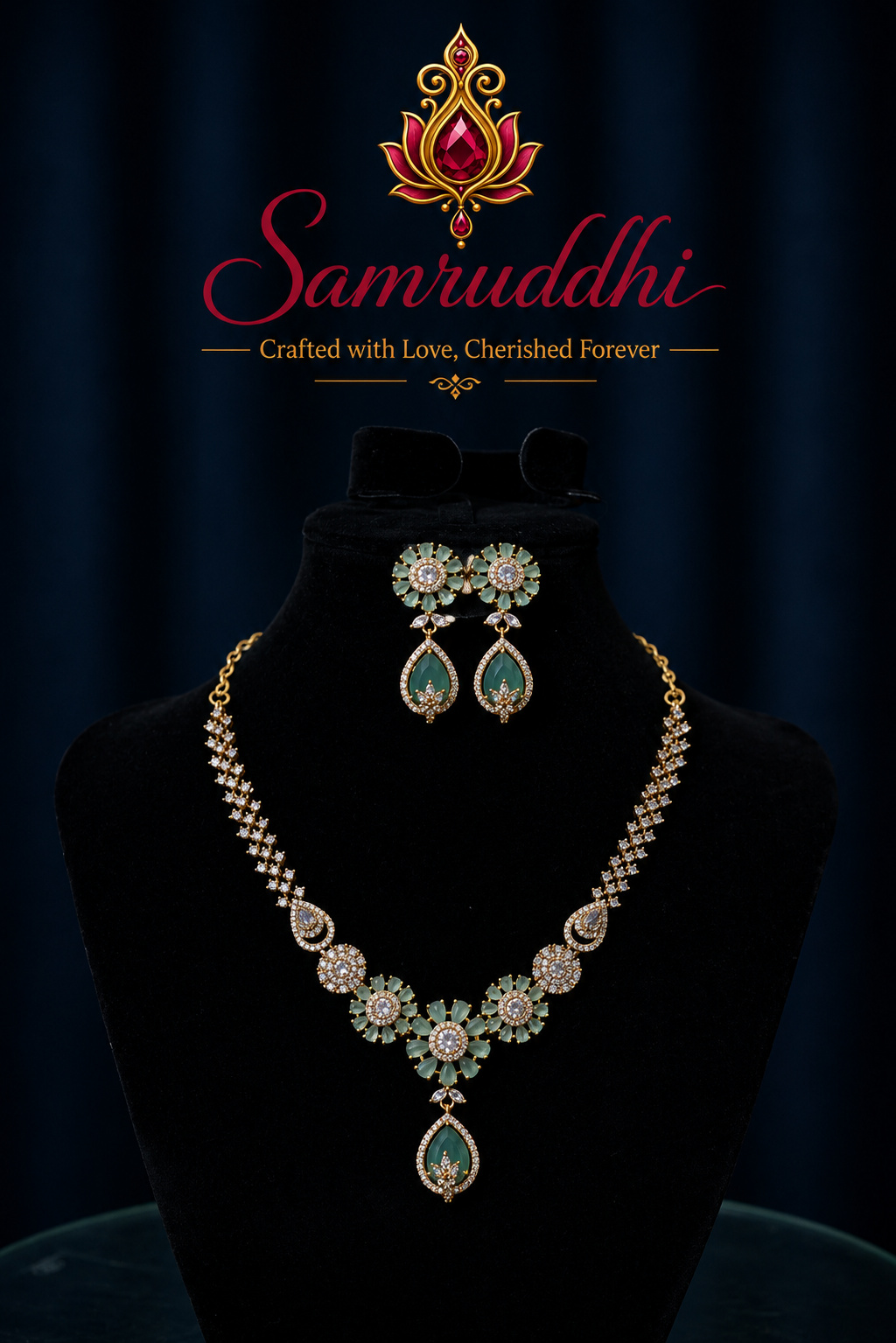 Mint Blossom Diamond Statement Necklace