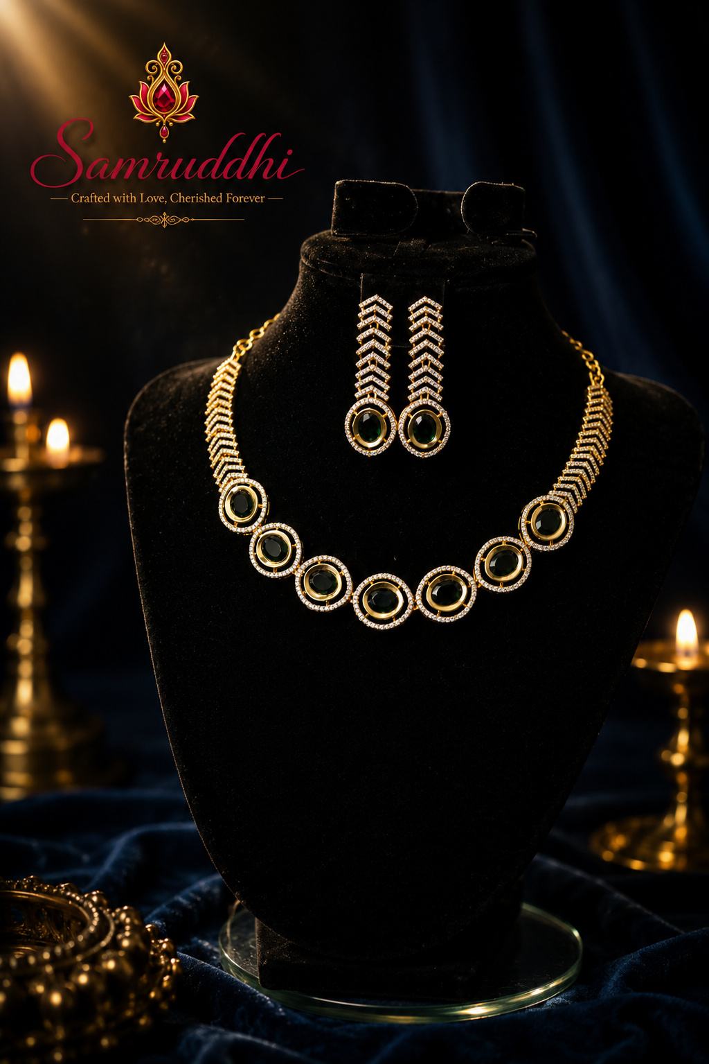 Rajputana Polki Emerald Statement Set